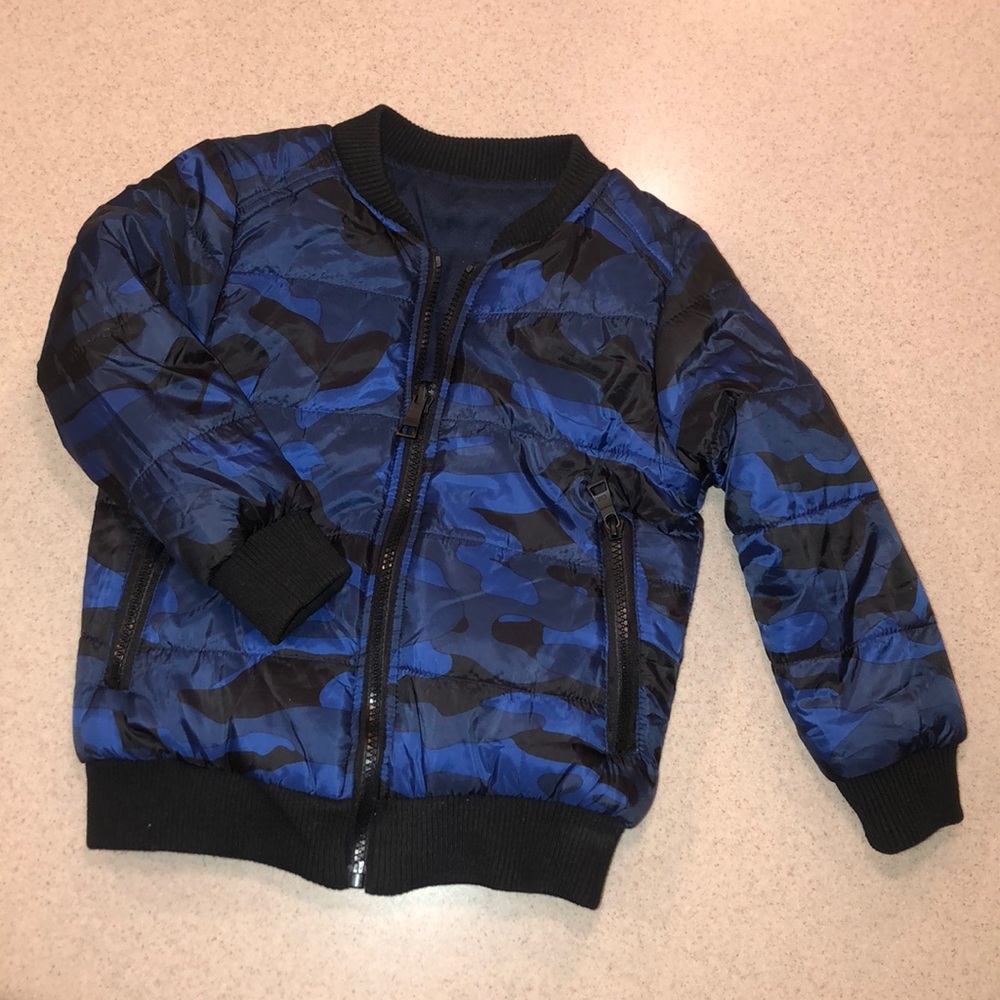 Little boys blue camouflage jacket